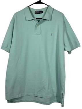 Vintage‎ Ralph by Lauren Polo Shirt Teal Sz Large Navy Pony 90s Y2K Retro Preppy